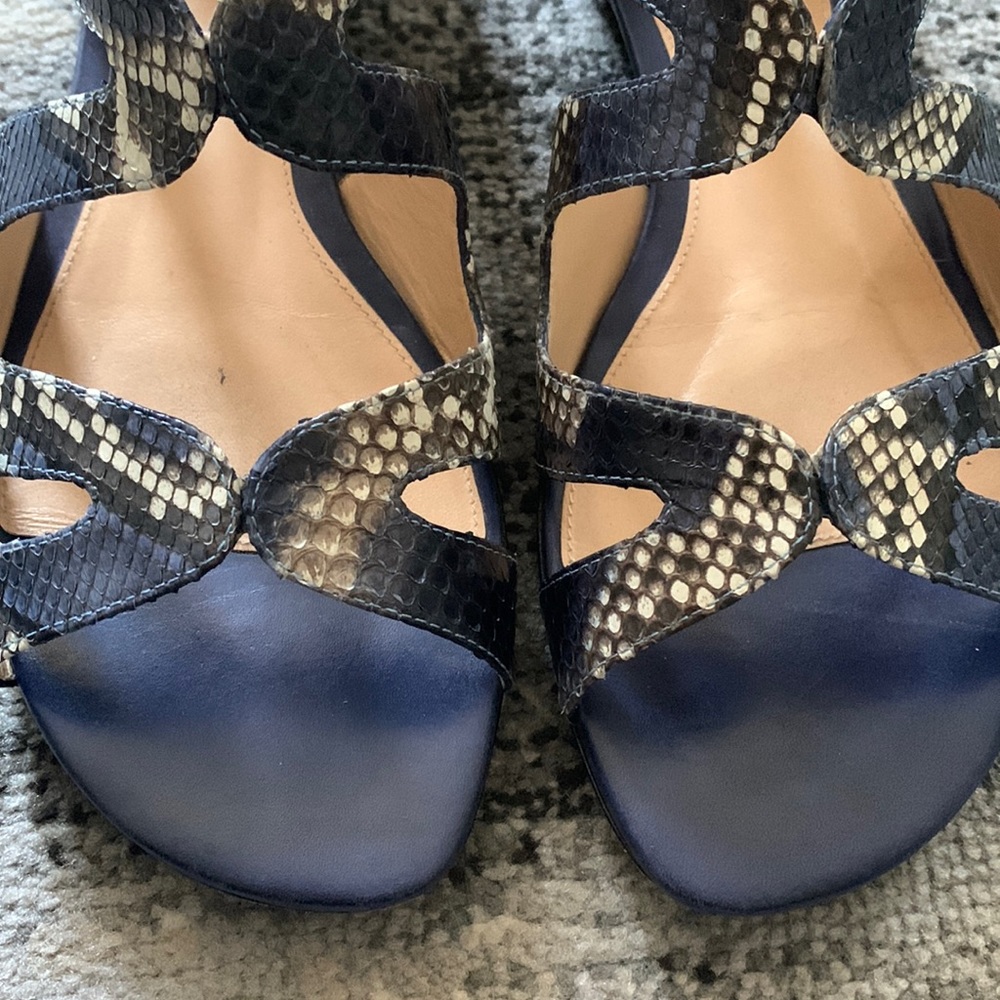 Blue/Gray Ankle Python Birman Flat Cage Sandal. - image 5